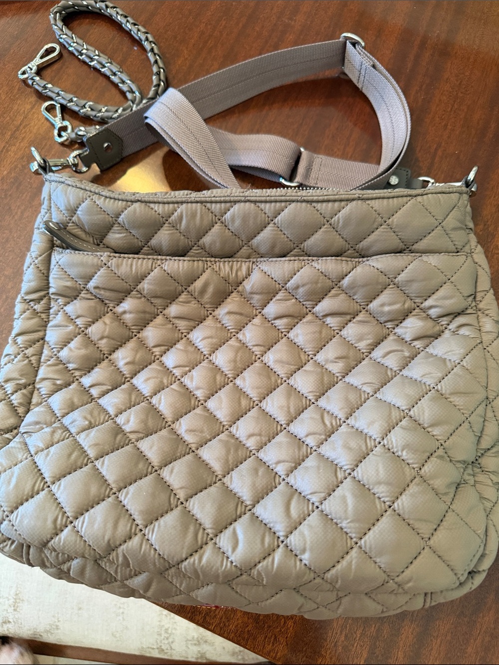 MZ Wallace Quilted Nylon Crossbody in Light Taupe - Picture 7 of 7
